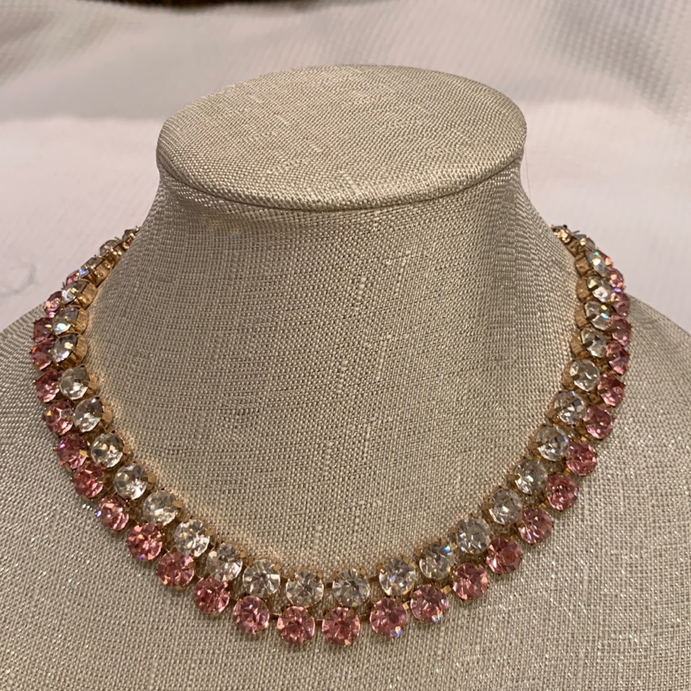 Pink and Clear Rhinestone Choker